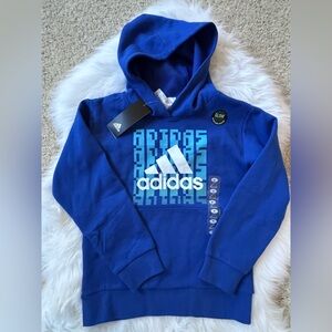 Adidas Size 8 (S) Kids Royal Blue Graphic Hoodie w/ Glow in the Dark Feature